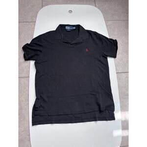 Polo Ralph Lauren Collared Short Sleeve Polo Shirt Black Size Medium W Red Logo